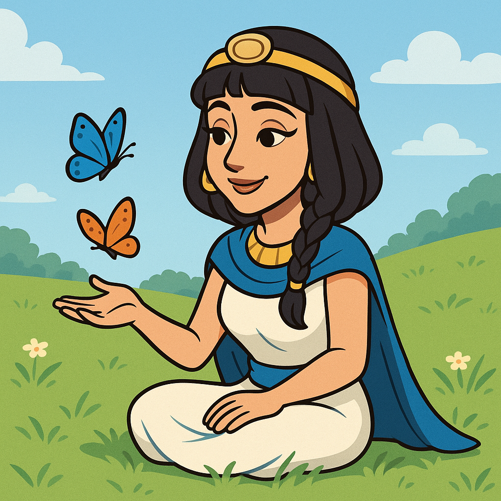 蝶々達と戯れる少女の画像